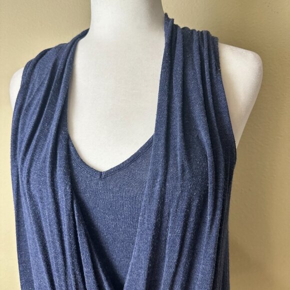 ELLA MOSS Drape Front Layered Tank Top Shirt Size Medium Blue Heathered Grey - Picture 3 of 11